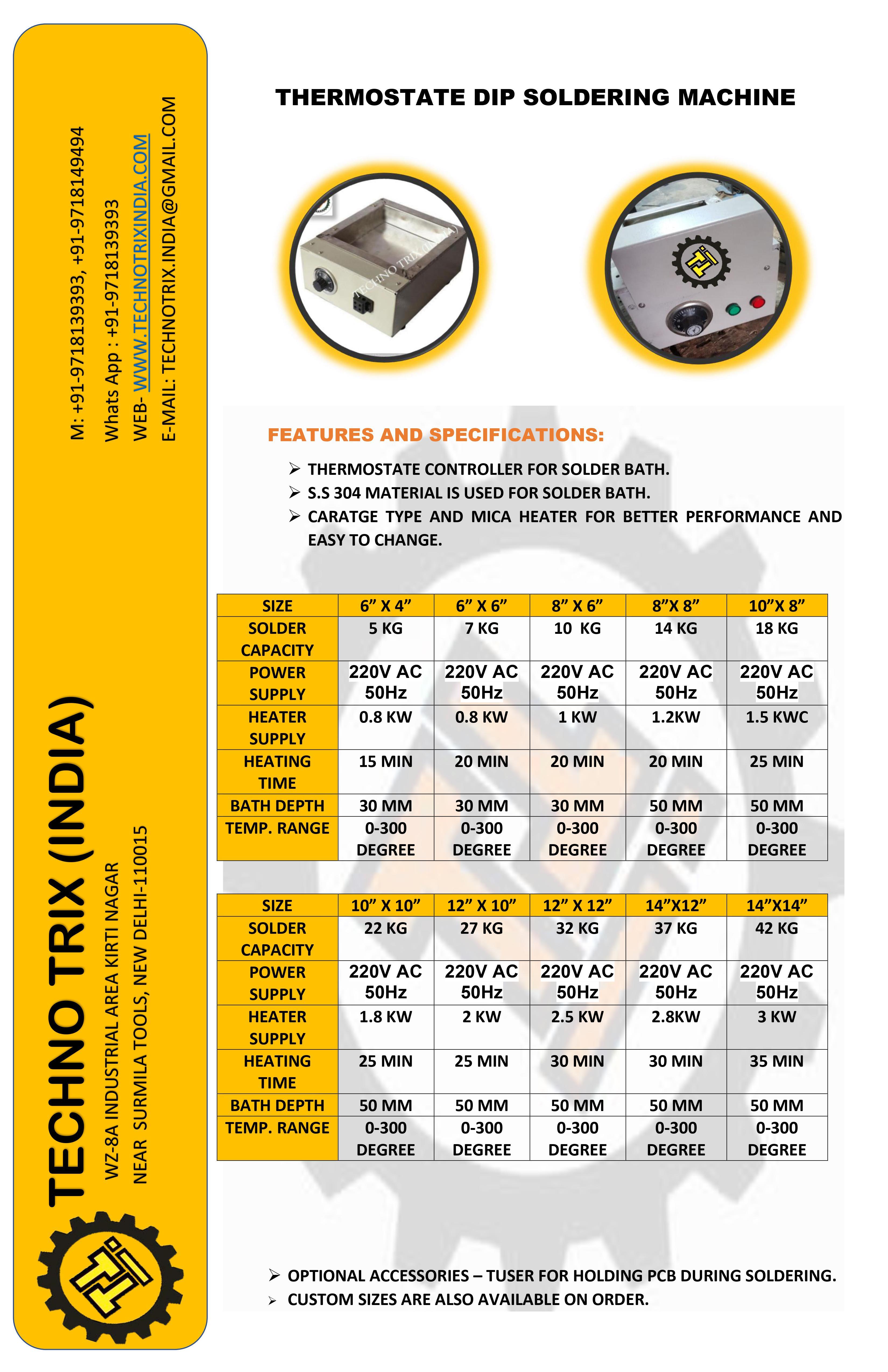 Manual Thermostate Dip Soldering Machine