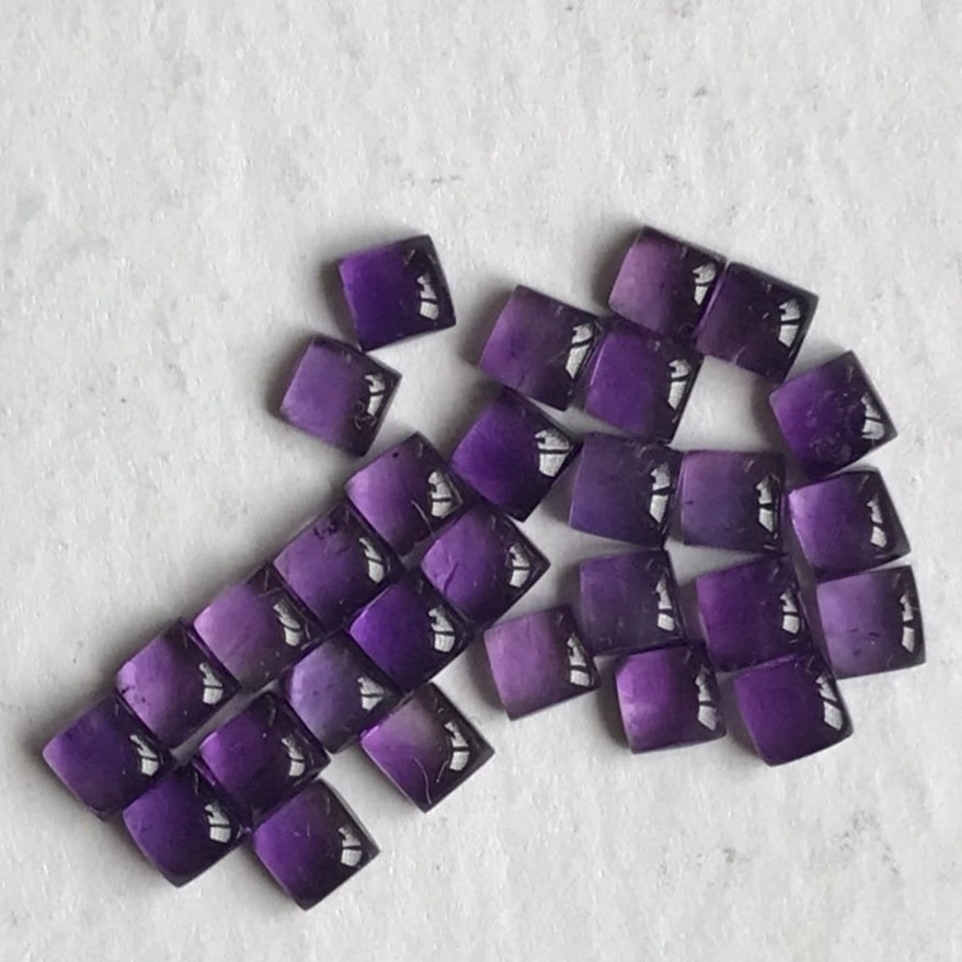5mm African Amethyst Square Cabochon Loose Gemstones