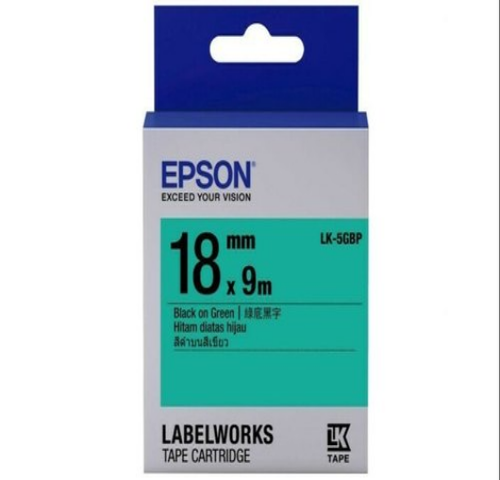 LK-5GBP 18MM B/G लेबल टेप