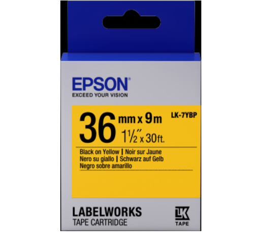 LK-7YBP 36MM B/Y लेबल टेप