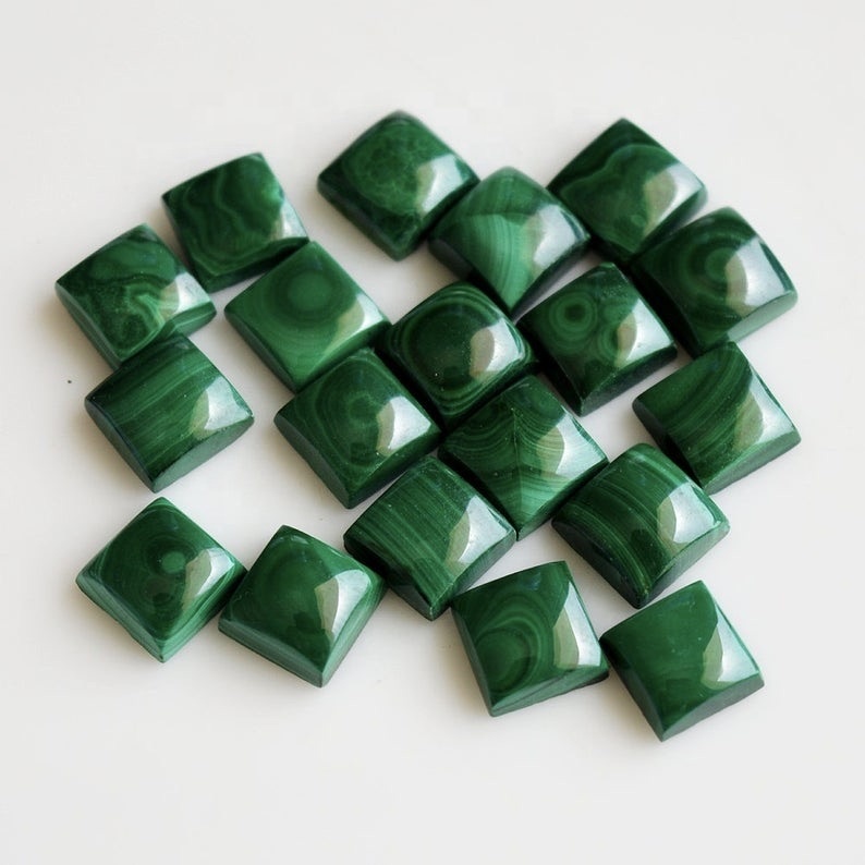 10mm Malachite Square Cabochon Loose Gemstones Grade: Aaa