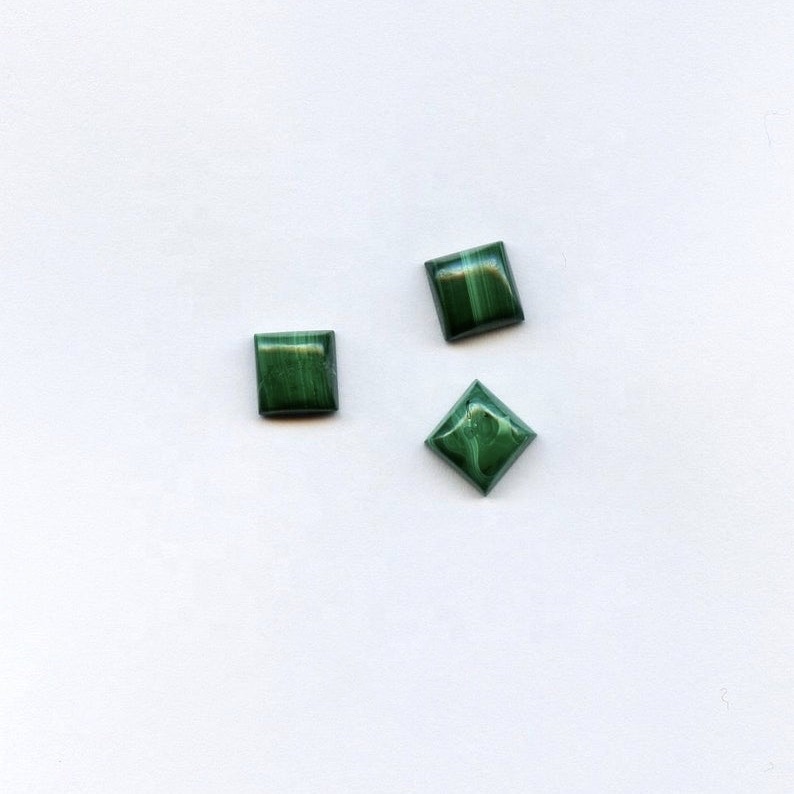 13mm Malachite Square Cabochon Loose Gemstones Grade: Aaa