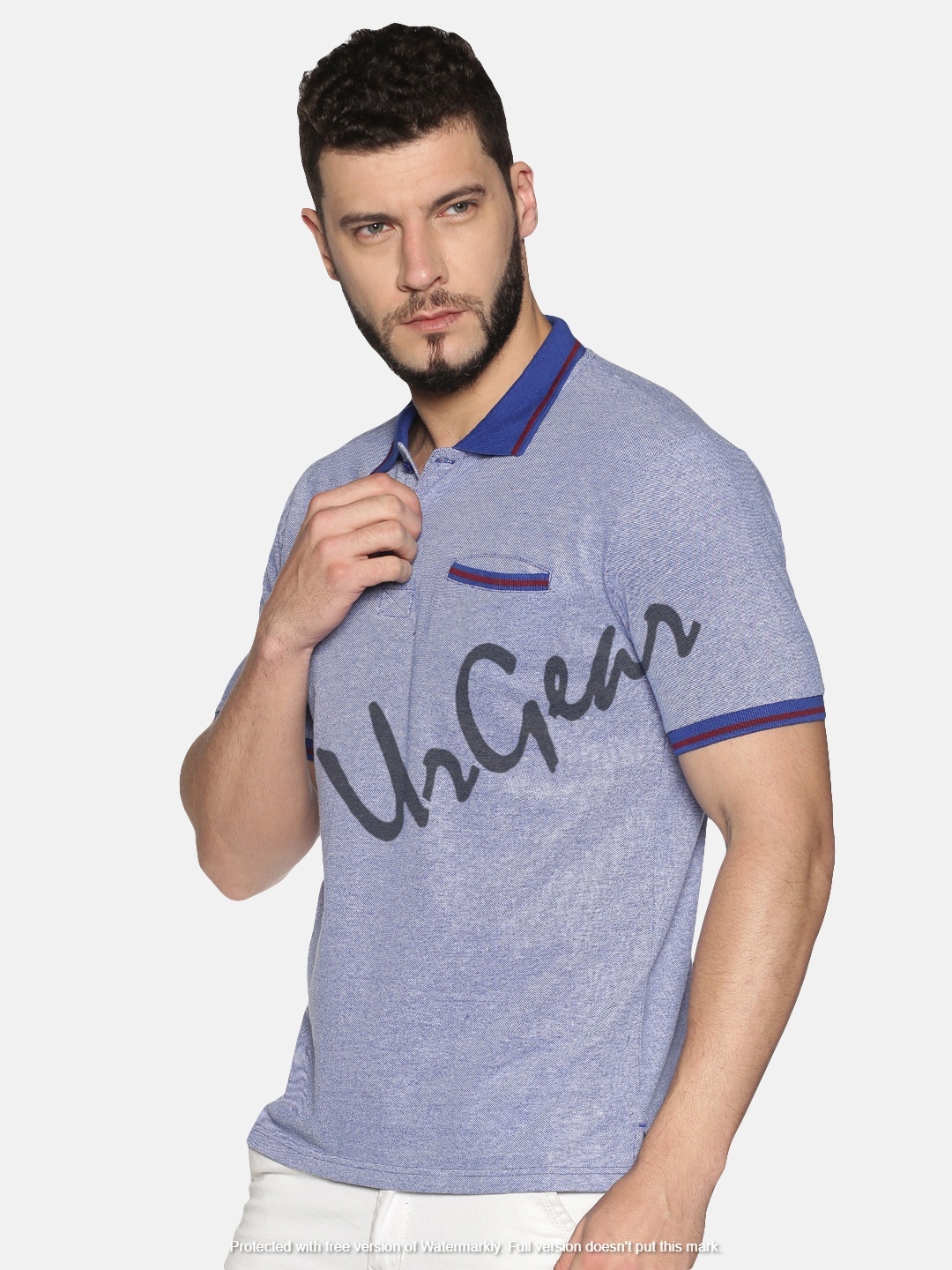 Men Polo Neck T-shirt - Cotton, Available In S To Xxl Sizes, Blue Color | Breathable, No Fade, Washable, Short Sleeve Design, Button Down Collar