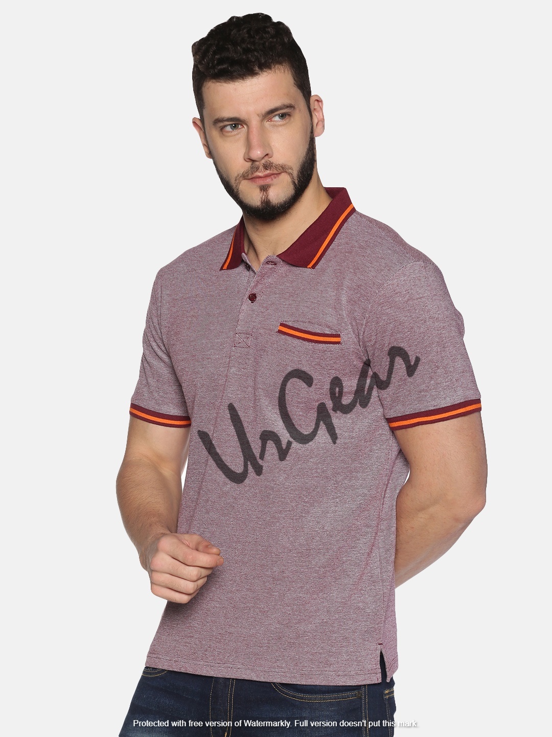 Men''s Polo Neck T-shirt - Cotton, Size L-xxl, Maroon Color | Breathable, Washable, Button Down Closure