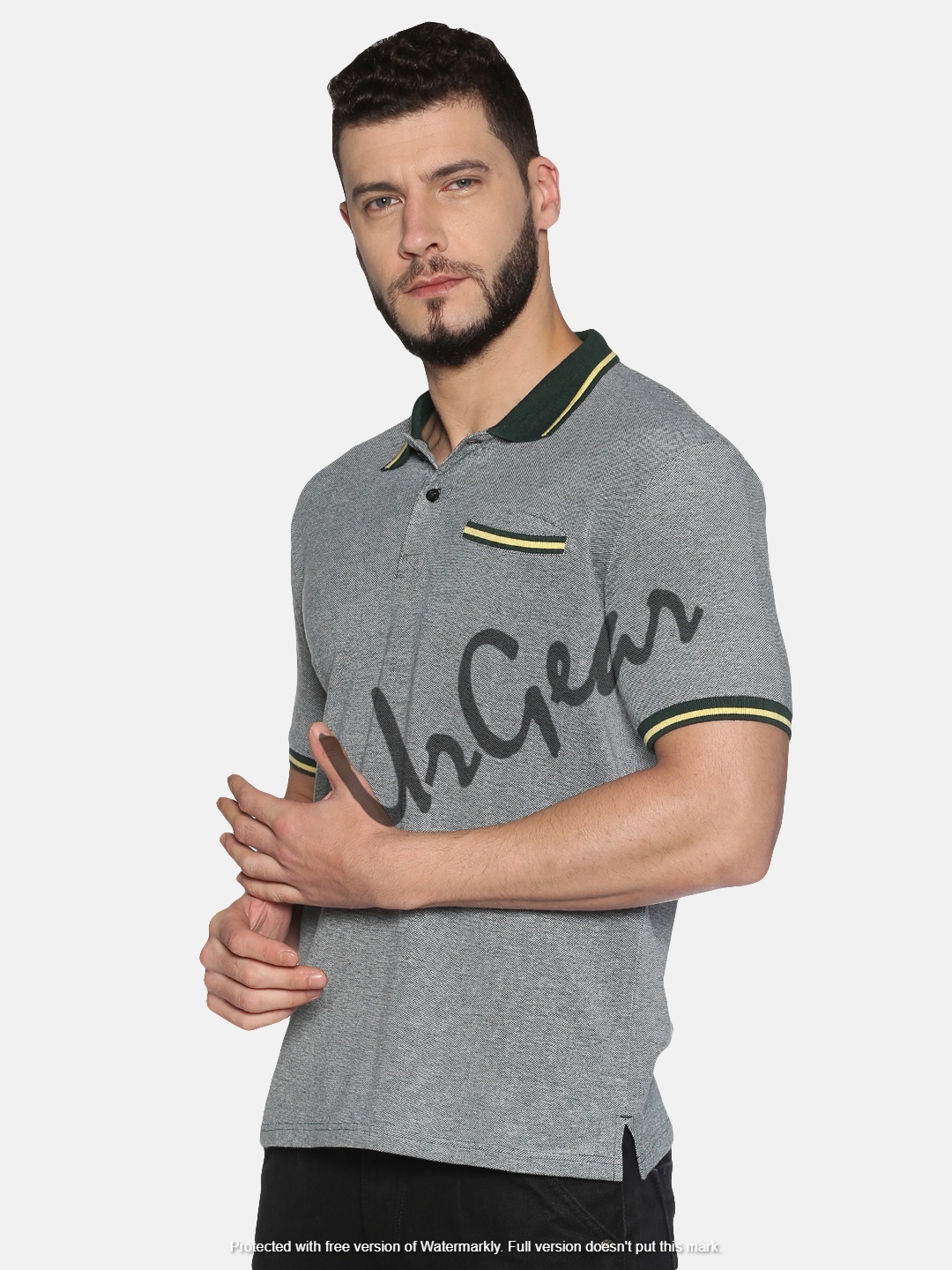Men''s Cotton Polo Neck T-shirt - Grey, Half Sleeves | Breathable, Washable, No Fade, Available In S-xxl