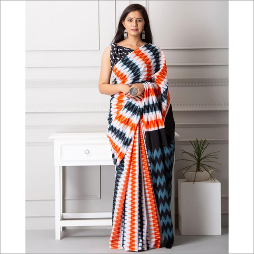 Hand Block Printed Soft Cotton Mulmul Fabric Saree