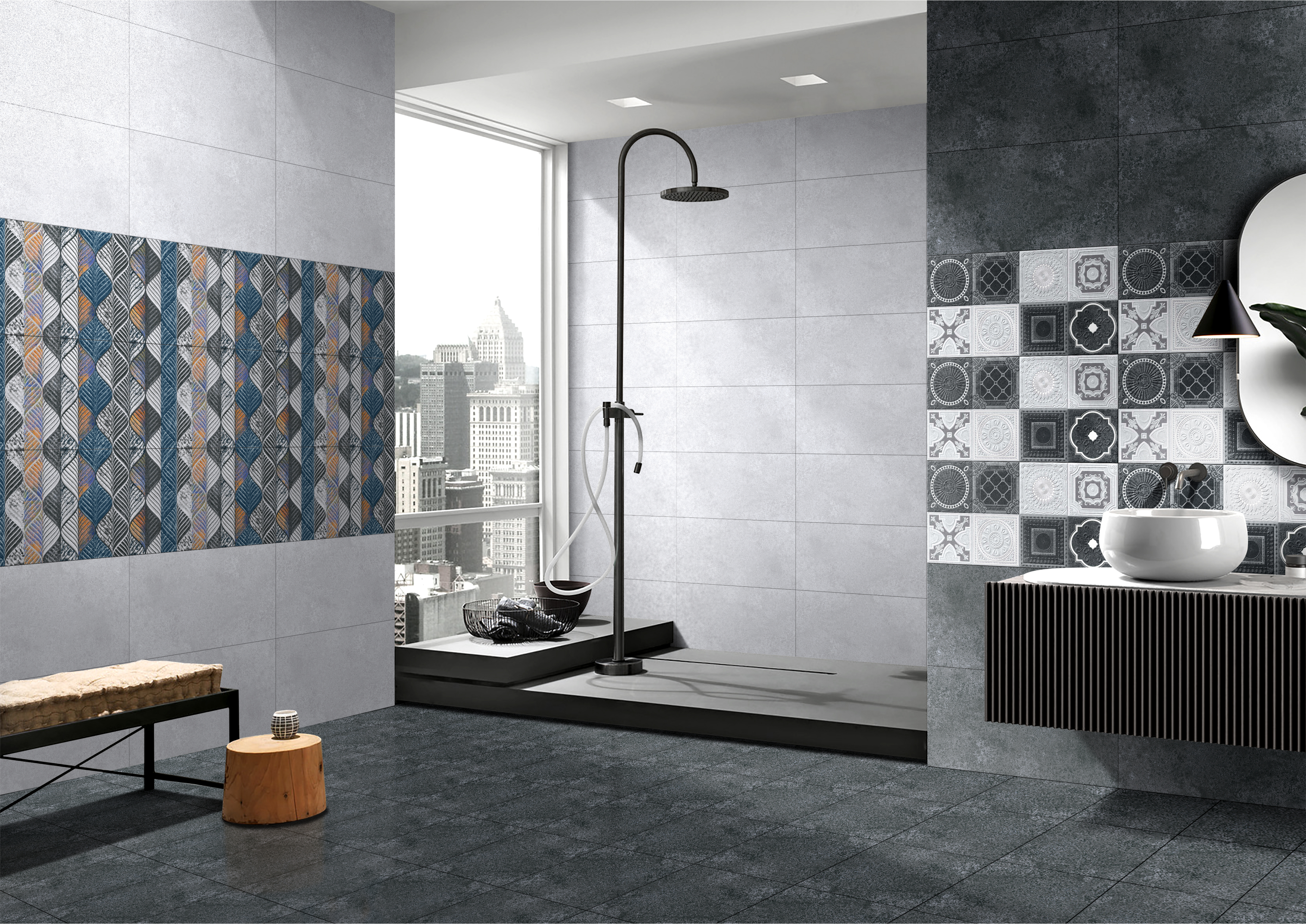 Purple Stylish Digital Wall Tiles