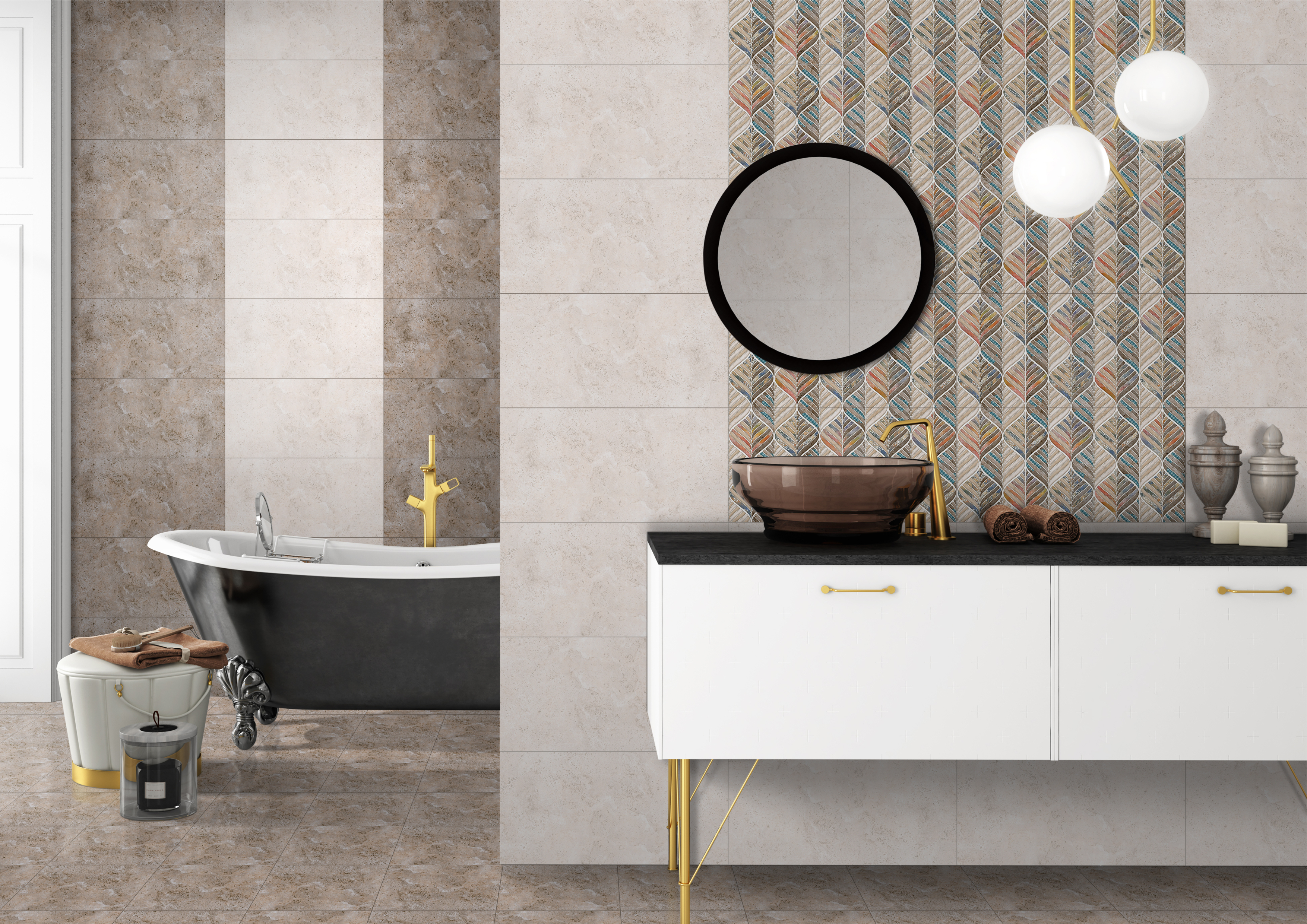 Whites Bedroom Plain Wall Tiles