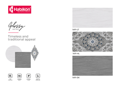 ग्लॉसी सीरीज़ वॉल टाइल्स का आकार: 300* 600 मिमी