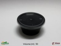 ब्लैक एंड व्हाइट 50Ml फूड कंटेनर राउंड
