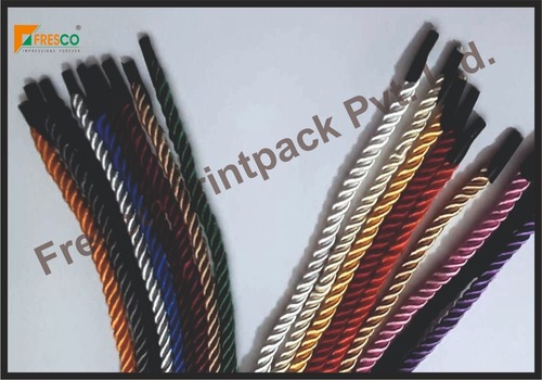 Jewellery Bag Rope Handle - Cotton String, Customized Size, Metallic Vibrant Colors, Double String Type, Normal Hardness | Available in Black & Transparent T-end