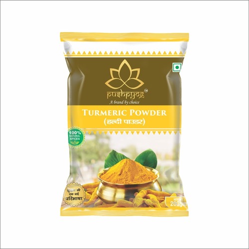 Turmeric Powder Packaging Pouches - Center Sealed, 6x8 Inches (Custom Sizes), Printed with Rotogravure, Single Layer Lamination, Heat Sealed Closure