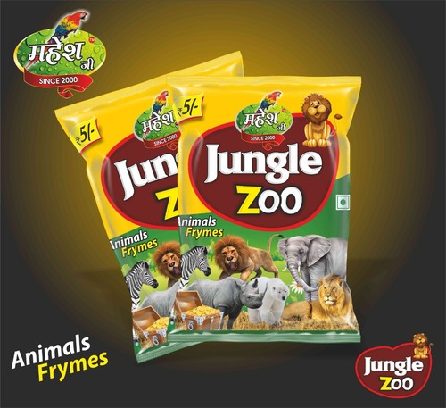 Jungle Zoo Snacks Packaging Pouches - PET Material, 6x4 Inches, Double Layer Laminated | Printed Design, Heat Sealed Closure, Flexographic Printing