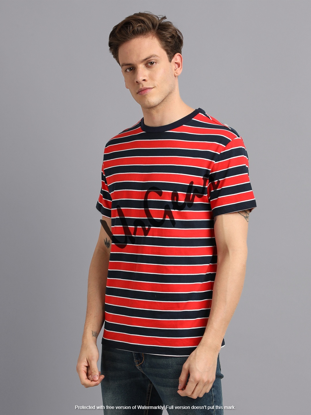 Red Men Round Neck T-shirt
