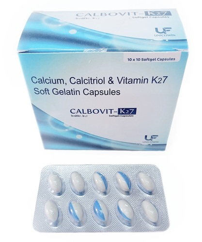 CALBOVIT-K 27 Softgel Capsule - Calcitriol (0.25mcg), Calcium Carbonate (625mg), Vitamin K2-7 (45mcg) | Boosts Immunity, Supports Bone Health, Reduces Fatigue