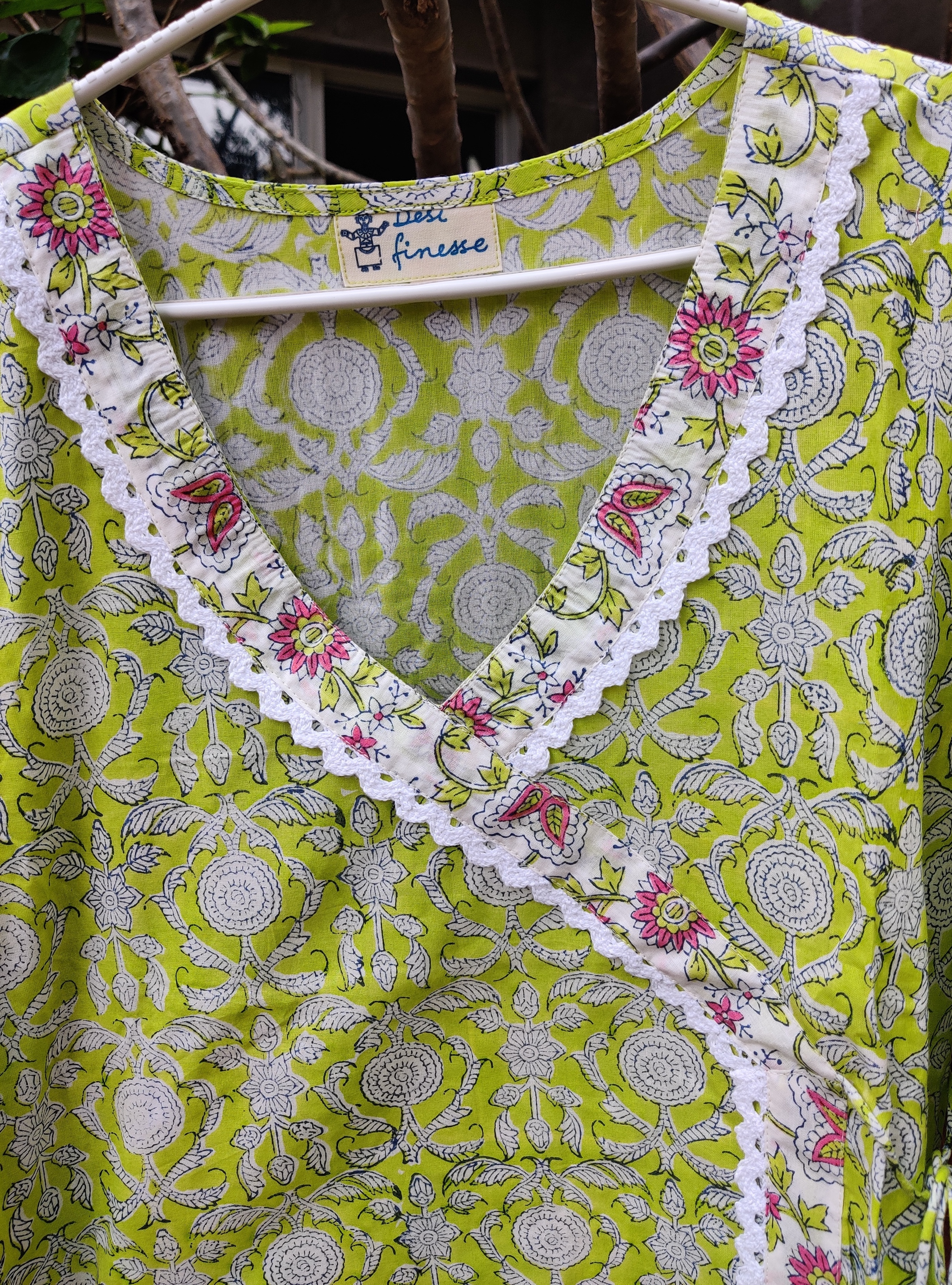 Green Jaal Printed Kurta - Cotton, Size S To Xxl | Ethnic Style, Washable, Customized Logo, Suitable For Rainy, Spring, Summer, And Winter