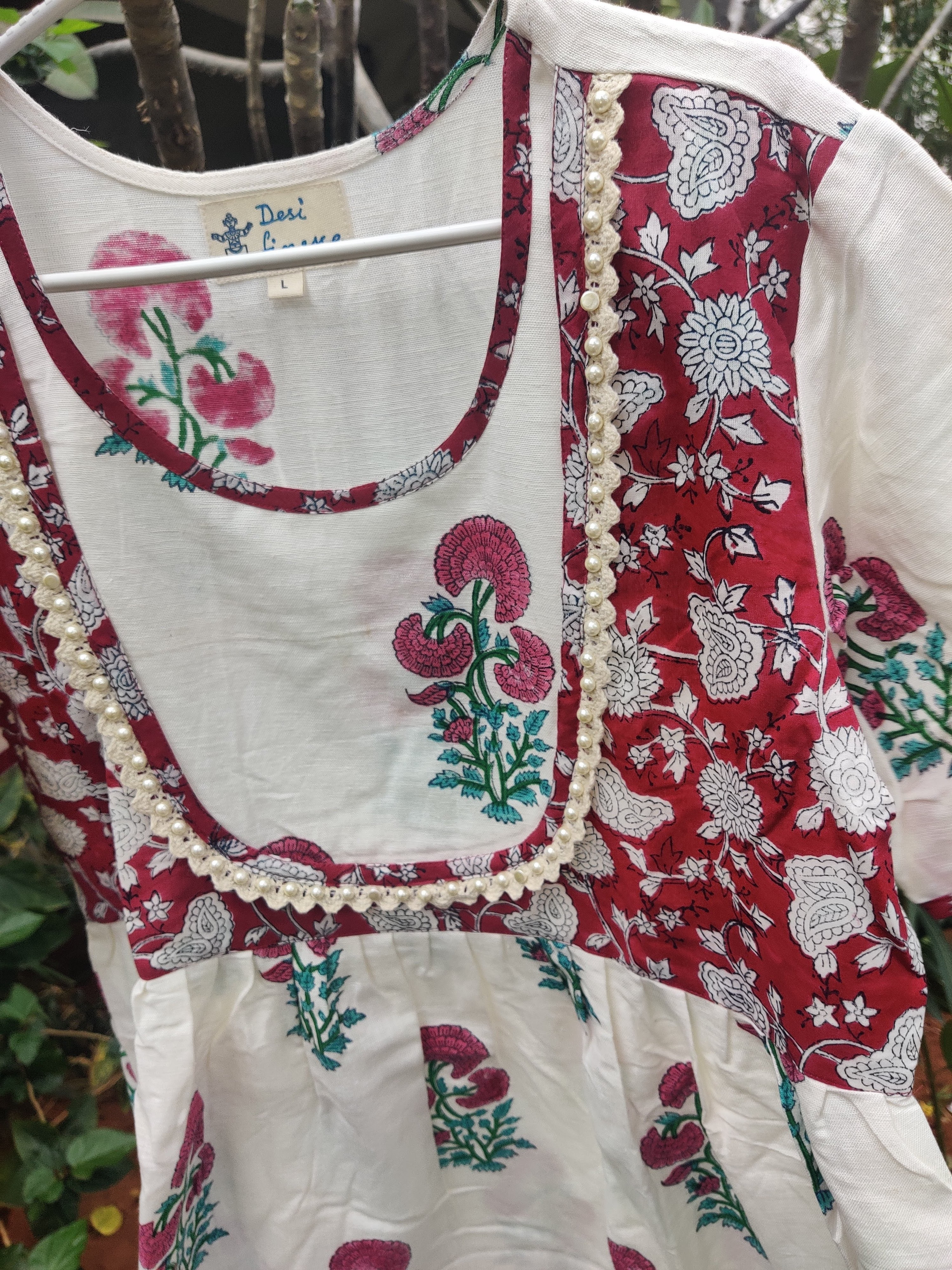 Floral White Kurta - Cotton Blend Full Sleeves Available In Sizes Xxs To Xxl | Casual And Ethnic Washable For All Seasons