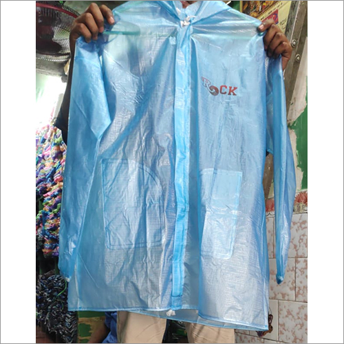Plain Raincoat - Pvc Material, Waist Length Design, Sky Blue Color For Men | Waterproof Protection Against Rain
