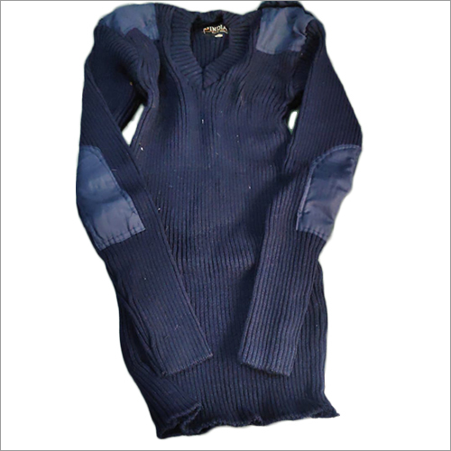 Ladies Security Sweater - Woolen Jersey, Full Sleeves, Available In Multiple Sizes, Classic Black With Front Buttons
