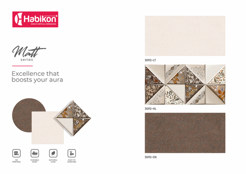 300* 600 मिमी सिरेमिक प्लेन वॉल टाइल्स मोटाई: 9 मिलीमीटर (मिमी)