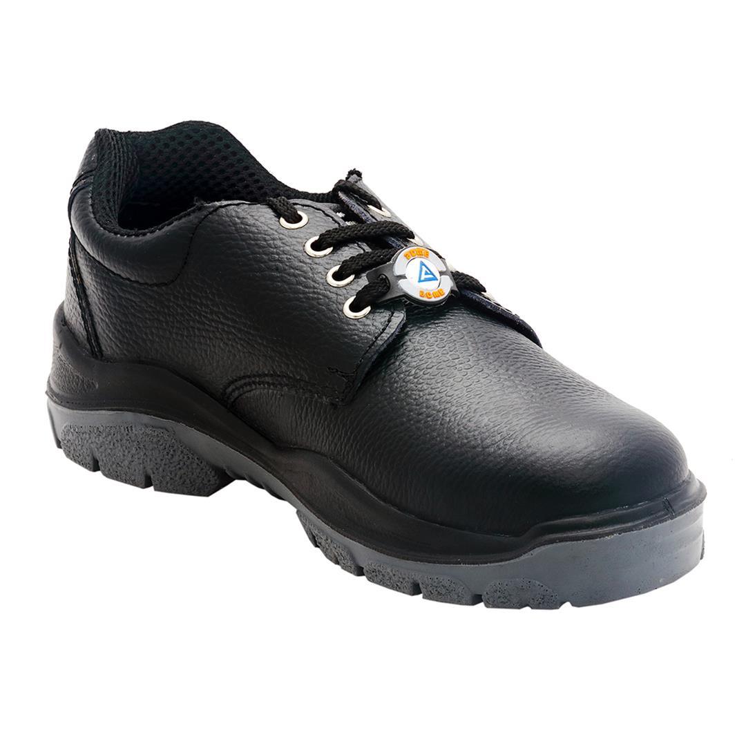 Acme Storm Safety Shoes - Black Leather With Steel Toe Cap | Ce And Isi Certified, Anti-skid Pu Sole, Enhanced Comfort And Stability