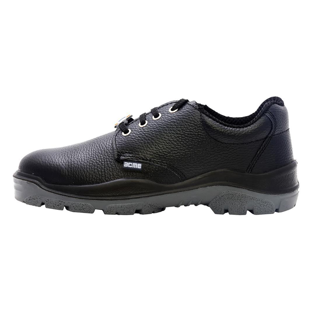 Acme Storm Safety Shoes - Black Leather With Steel Toe Cap | Ce And Isi Certified, Anti-skid Pu Sole, Enhanced Comfort And Stability