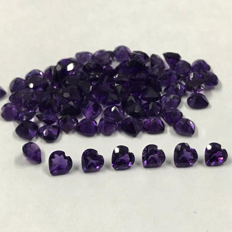 9mm African Amethyst Faceted Heart Loose Gemstones Grade: Aaa