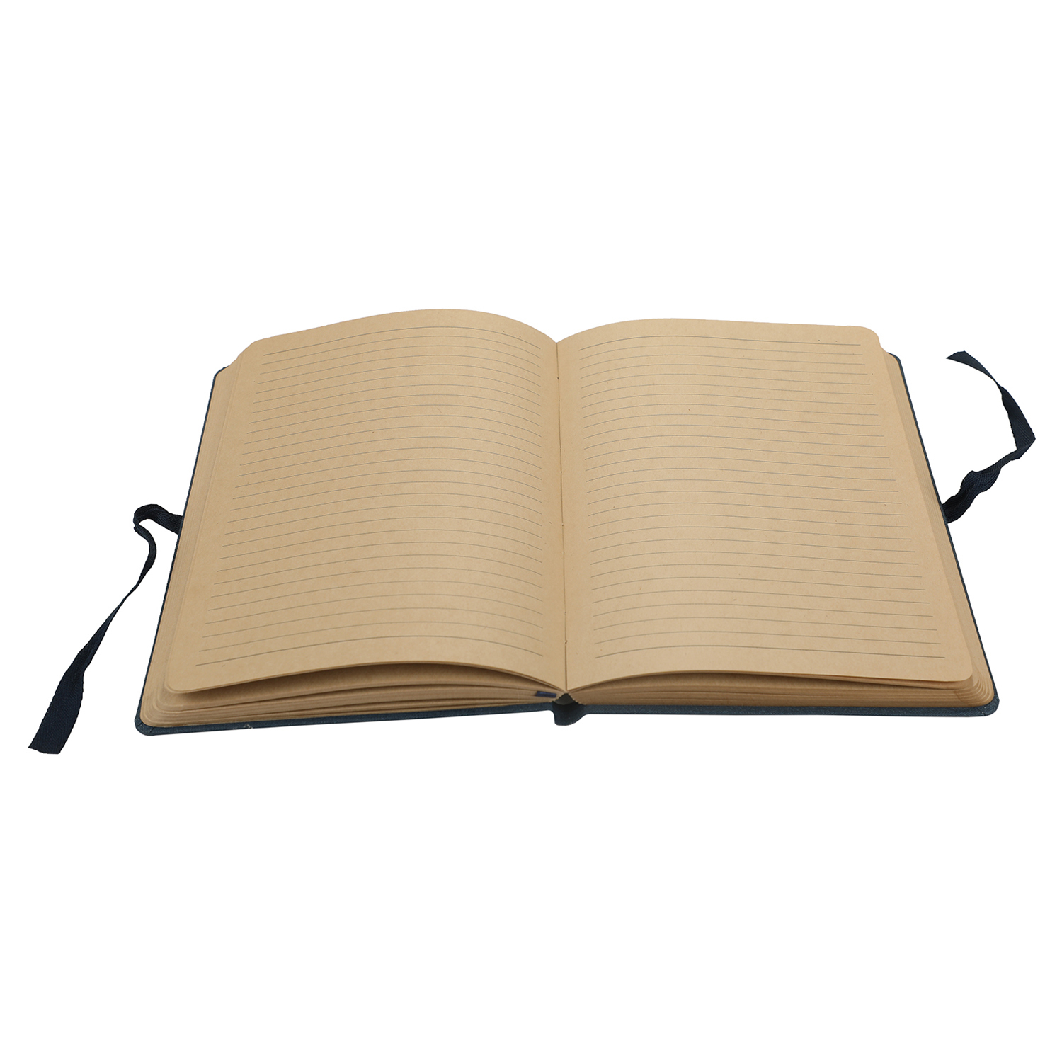 Comma Artisan - A5 Hard Bound Notebook, 192 Pages, 100gsm Kraft Paper, Linen Fabric Cover (Navy Blue) | Features Ribbon Closure, Bookmark, Rounded Corners And Spine