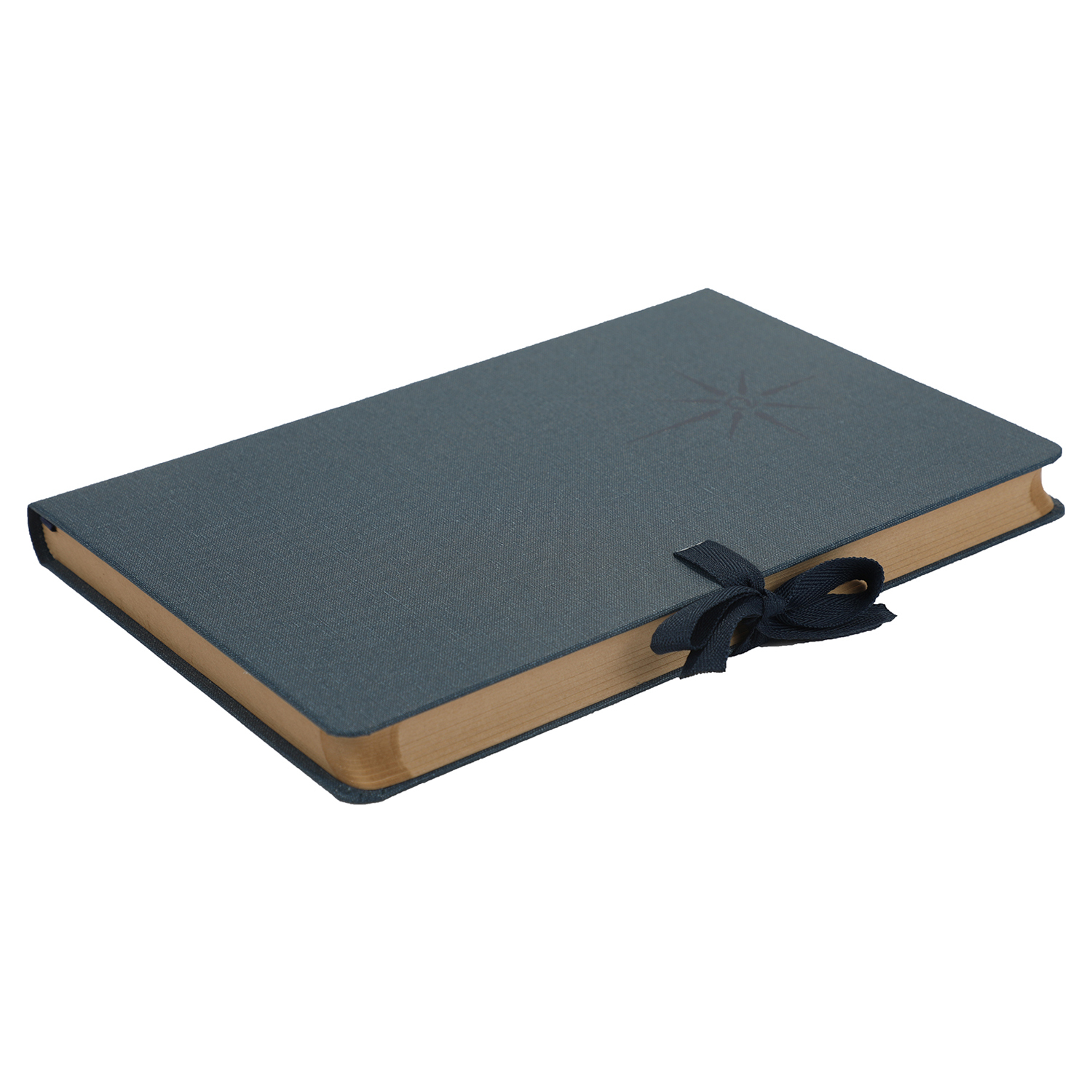 Comma Artisan - A5 Hard Bound Notebook, 192 Pages, 100gsm Kraft Paper, Linen Fabric Cover (Navy Blue) | Features Ribbon Closure, Bookmark, Rounded Corners And Spine