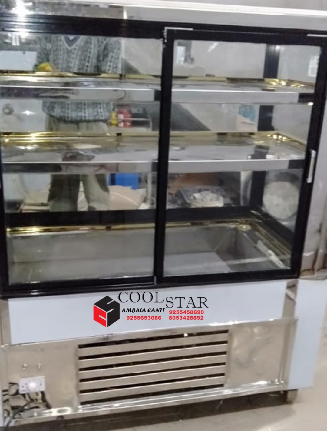 Air Cooling Display Counter - Stainless Steel, 3 Shelves, 220v Voltage | Ideal For Bakery & Sweet Cooling Solutions