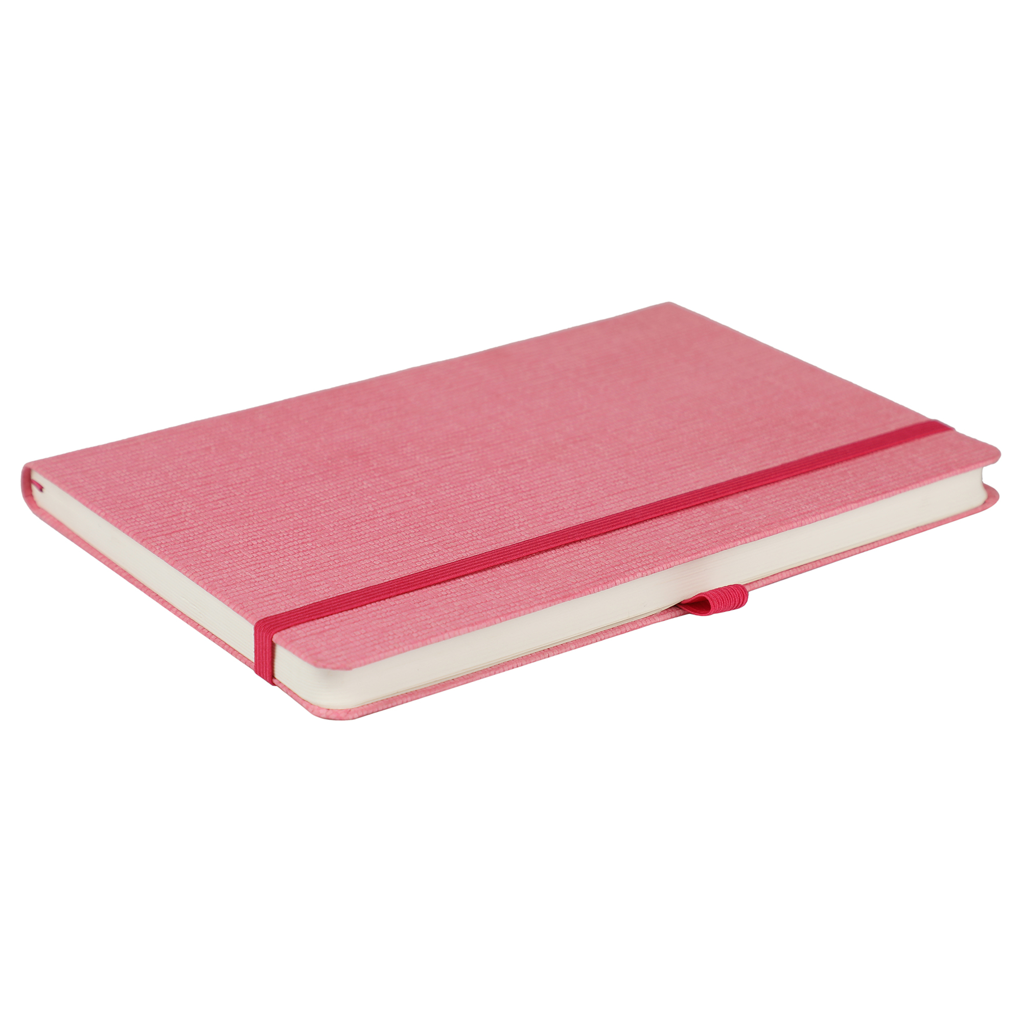 Features Include An Elastic Band Closure Comma Abaca - A5 Size - Hard Bound Notebook (Pink)