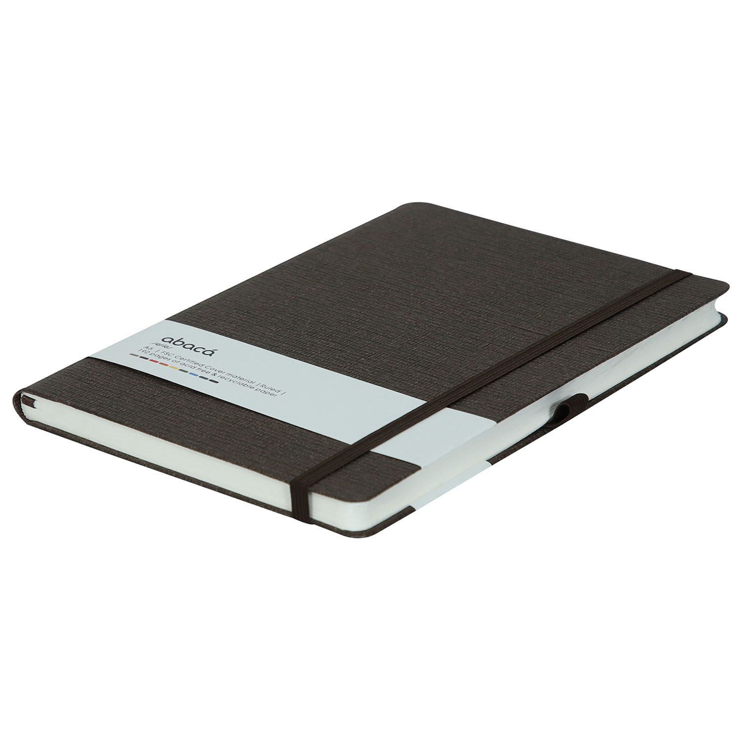 Features Include An Elastic Band Closure Comma Abaca - A5 Size - Hard Bound Notebook (Chocolate)