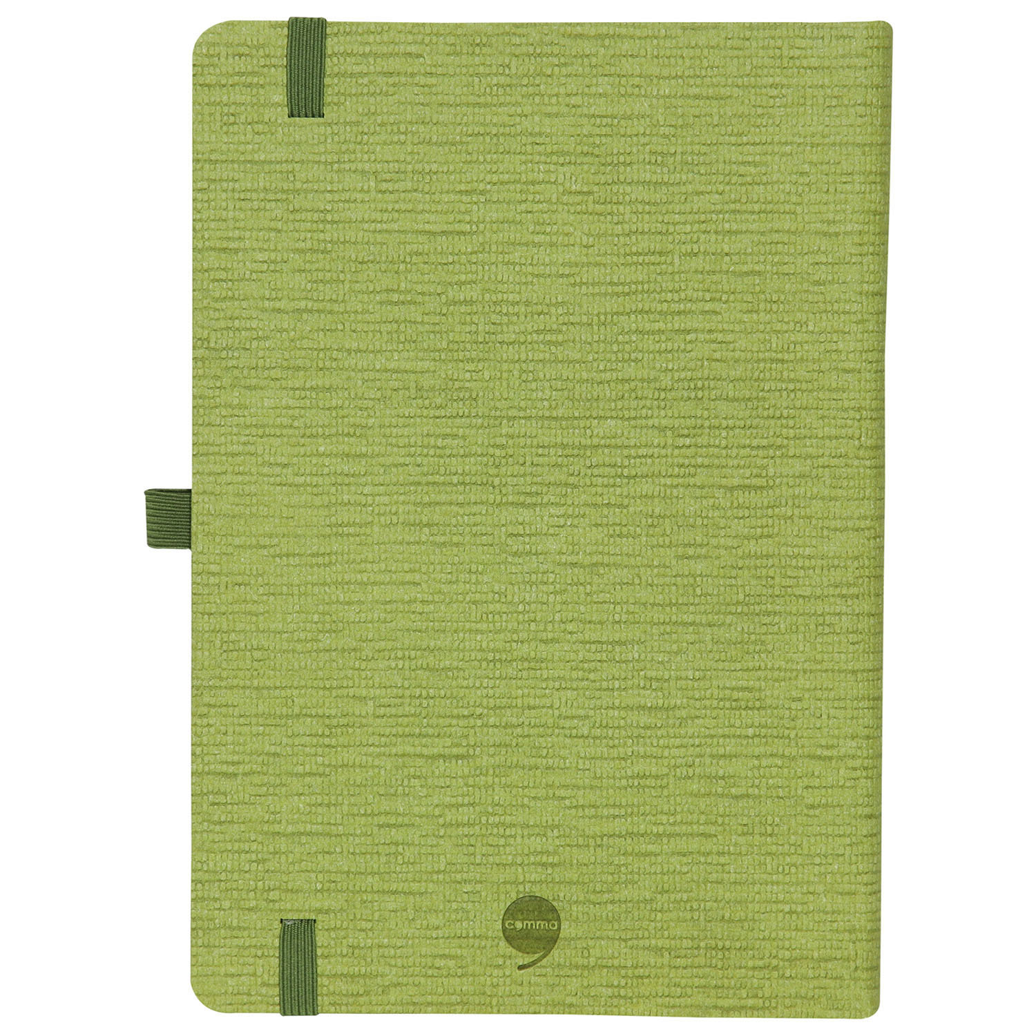 Comma Abaca - A5 Hard Bound Notebook - 80gsm Natural Shade Paper, 192 Pages, Textured Cover, Elastic Band Closure, Satin Ribbon Bookmark, Pen Holder Loop