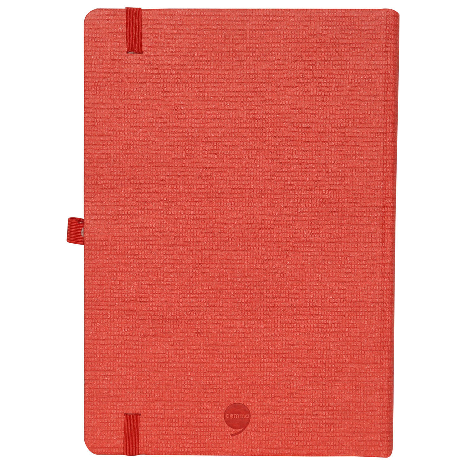 Features Include An Elastic Band Closure Comma Abaca - A5 Size - Hard Bound Notebook (Red)