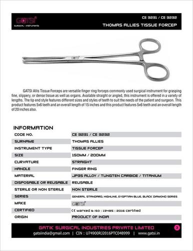 Thomas Allies Tissue Forcep
