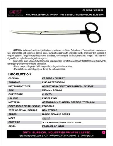 Fino Metzenbaum Operating & Dissecting Surgical Scissor