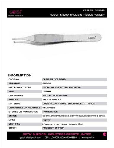 Adson Micro Thumb & Tissue Forcep