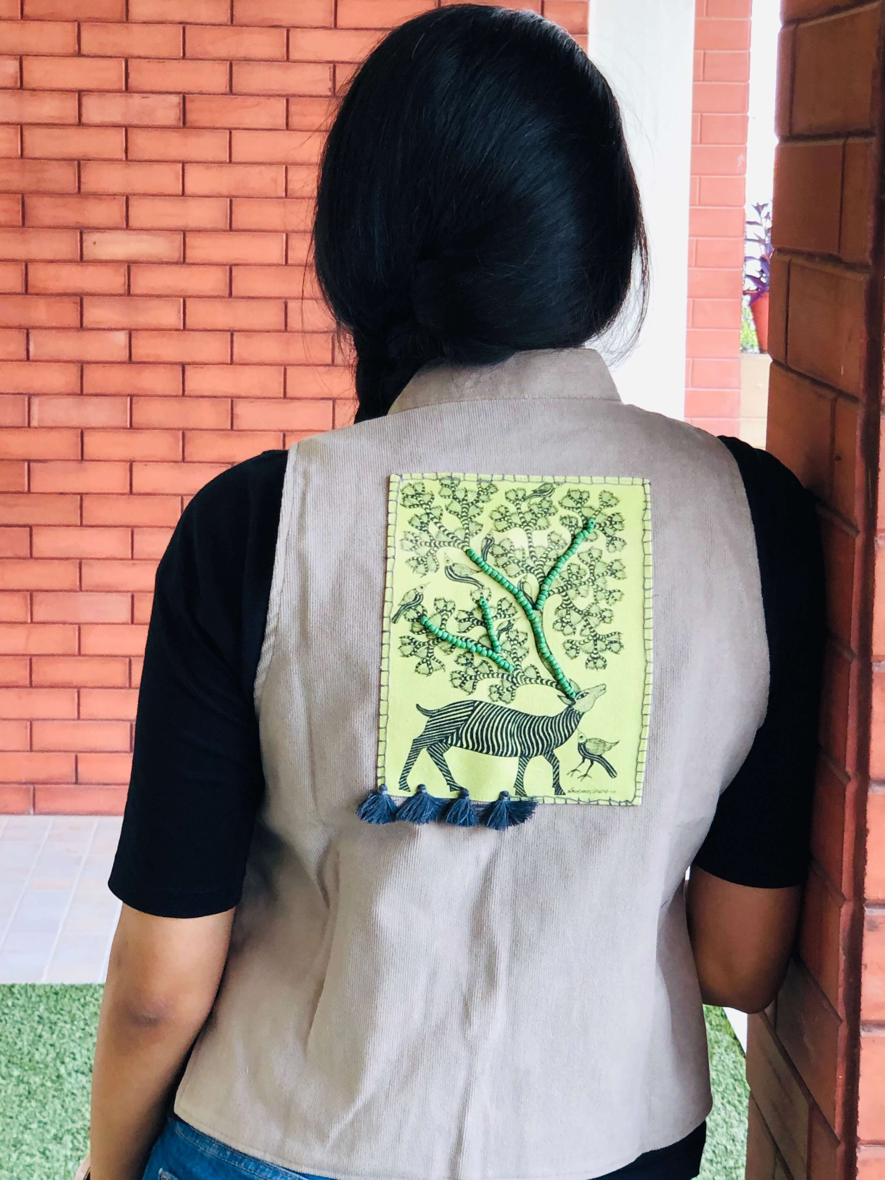 Indian Yellow Printed Reversible Jacket