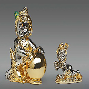 Brass Laddu Gopal - Medium Size 12x8x5 Cm | Gold Color, Polished Finish, Traditional Style, Decorative Religious Theme, Casting Technique