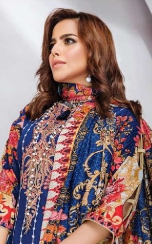 Nand Gopal Print Sofiya Karachi Dress Catalog Collection - Unstitched Cotton Fabric, Cut: 2.35+2.00+2.25, Multi-Color, Full Sleeve Casual Dress | Washable, Printed Pattern, All Season Wear