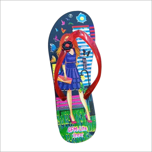 Ladies Printed Rubber Slipper - Rubber Material, Size 6, 7, 8, 9 | Ideal for Daily Wear, Stylish Hawaii Pattern