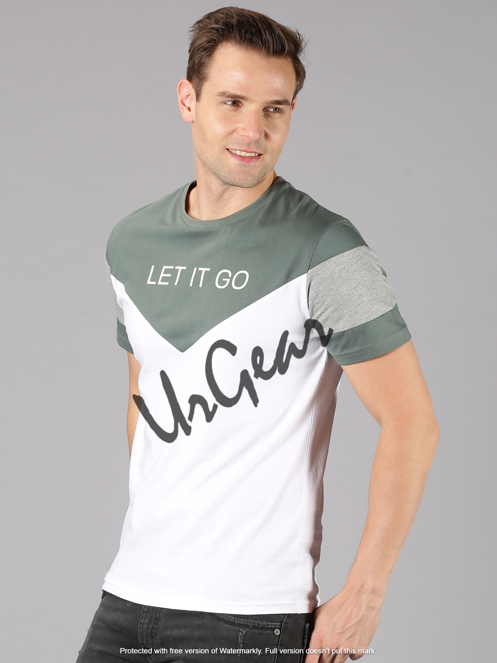 Men Round Neck T-shirt - 100% Combed Cotton, Large To Xx-large Sizes | Green & White Striped Pattern, Short Sleeves, Bio-washed Softness