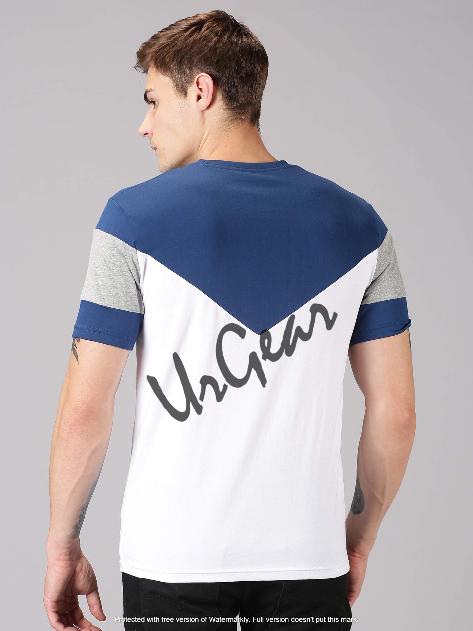 Men Round Neck T-shirt - 100% Combed Cotton, Sizes S-xxl, Blue & White, 190 Gsm Bio-washed Softness | O-neck, Short Sleeves, Printed Design