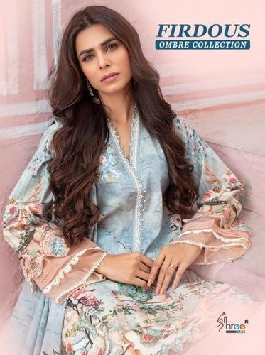 Multi Color Shree Fabs Firdous Ombre Collection Cotton Pakistani Dress Material Catalog