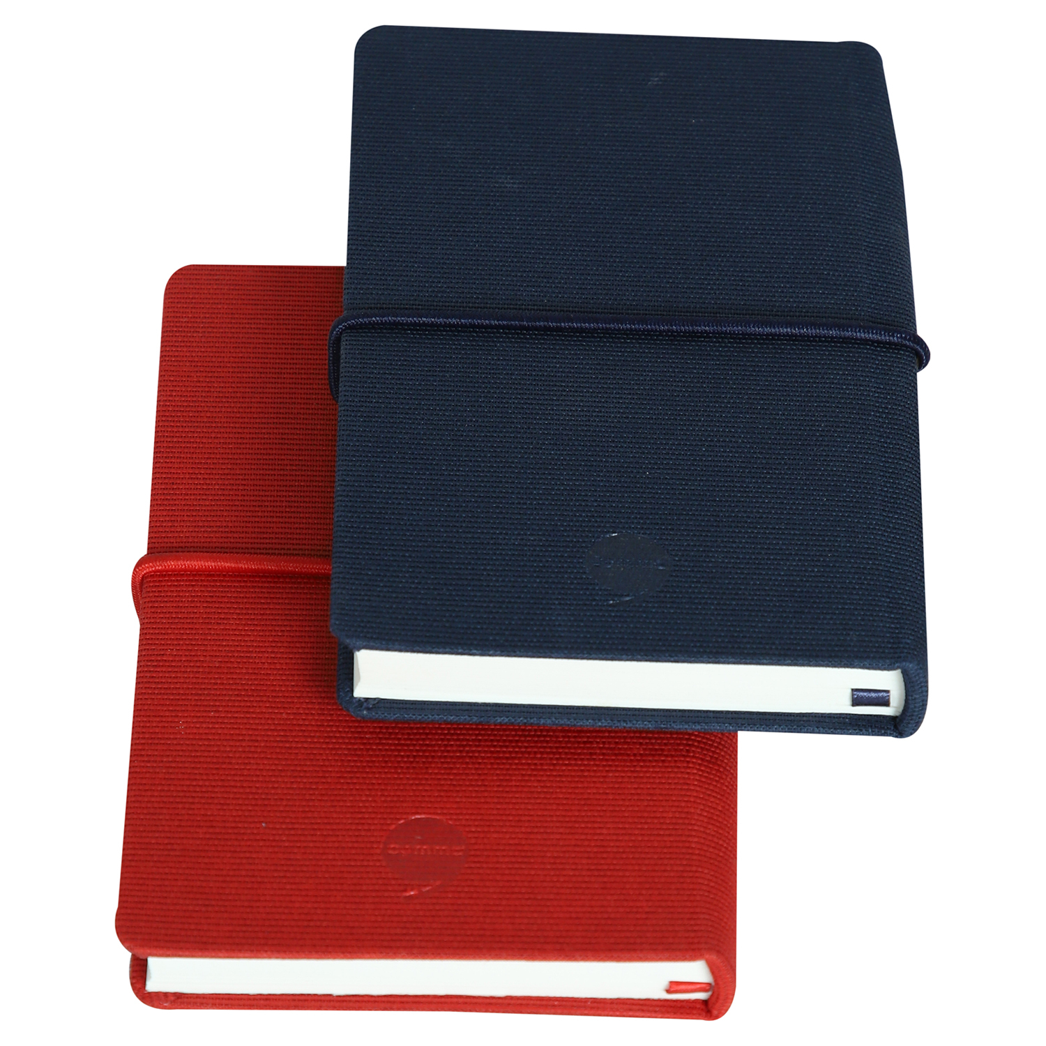Features Include An Elastic Band Closure Comma Regina - A6 Size - Hard Bound Notebook (Navy Blue And Red)