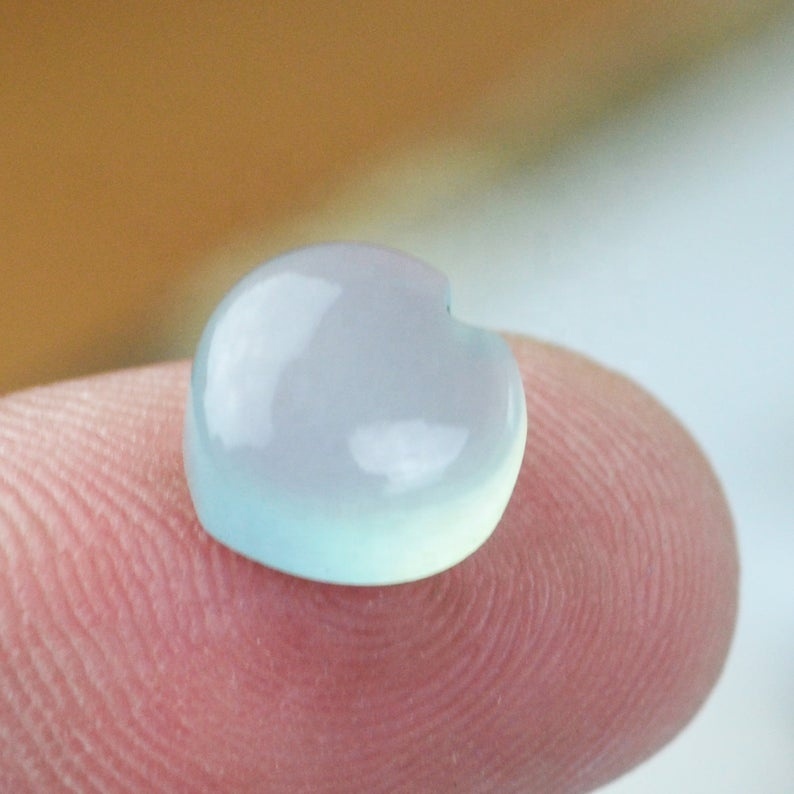 4mm Aqua Chalcedony Heart Cabochon Loose Gemstones Grade: Aaa