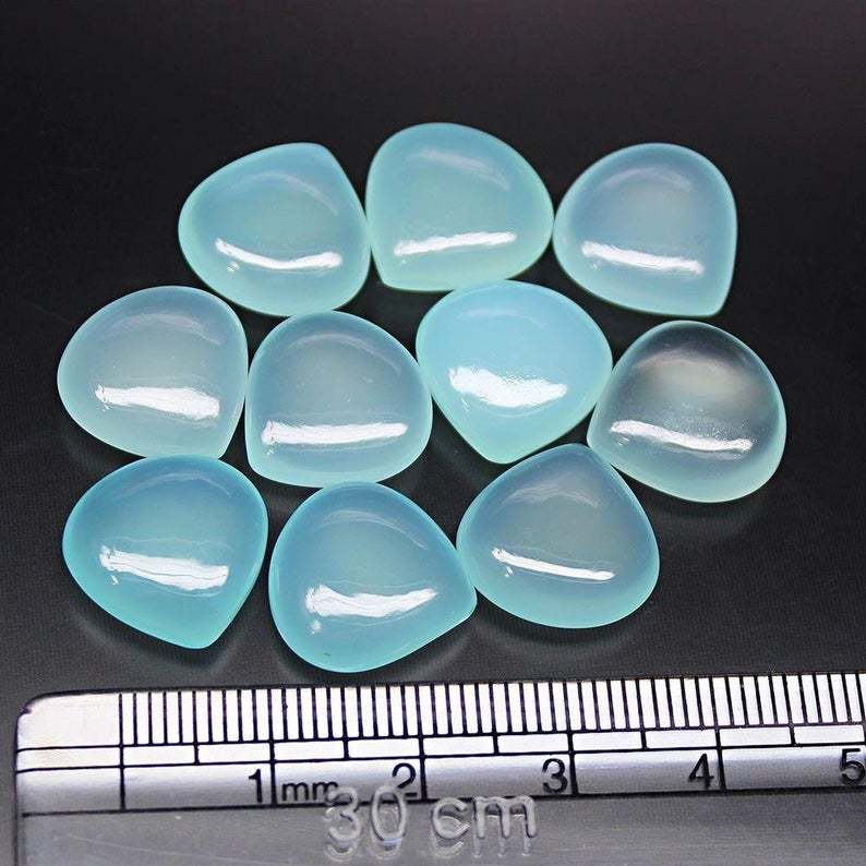 4mm Aqua Chalcedony Heart Cabochon Loose Gemstones Grade: Aaa