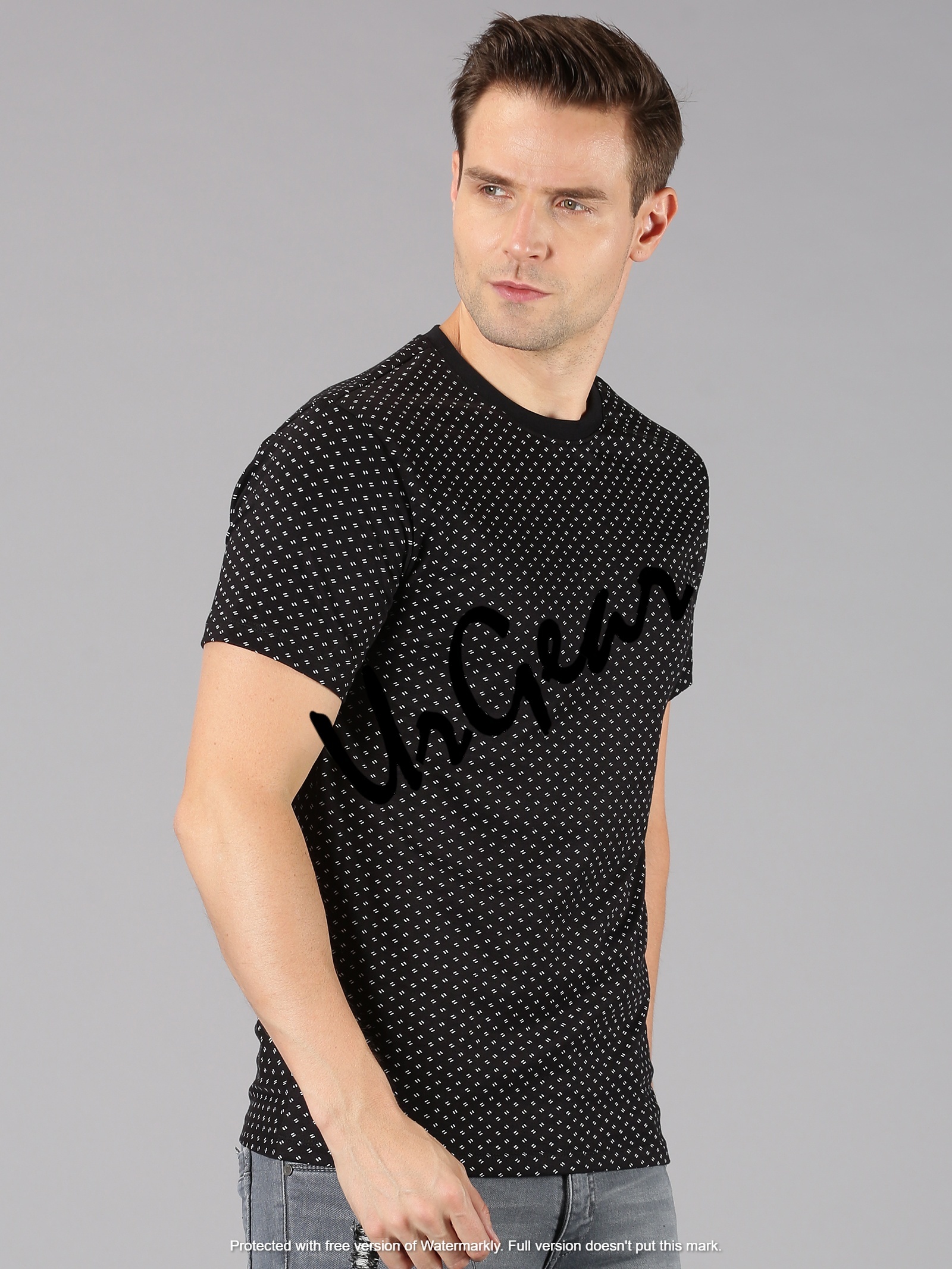 Men Round Neck T-shirt - 100% Combed Cotton, Sizes S-xxl, Color: Black, Sleeve Style: Short Sleeves, Bio-washed Softness, Pre-shrunk Fabric