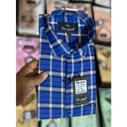 Mens Cotton Check Shirts - Premium Cotton Fabric, M L XL XXL Sizes, Classic Collar, Full Sleeve, 10 Colors, Washable