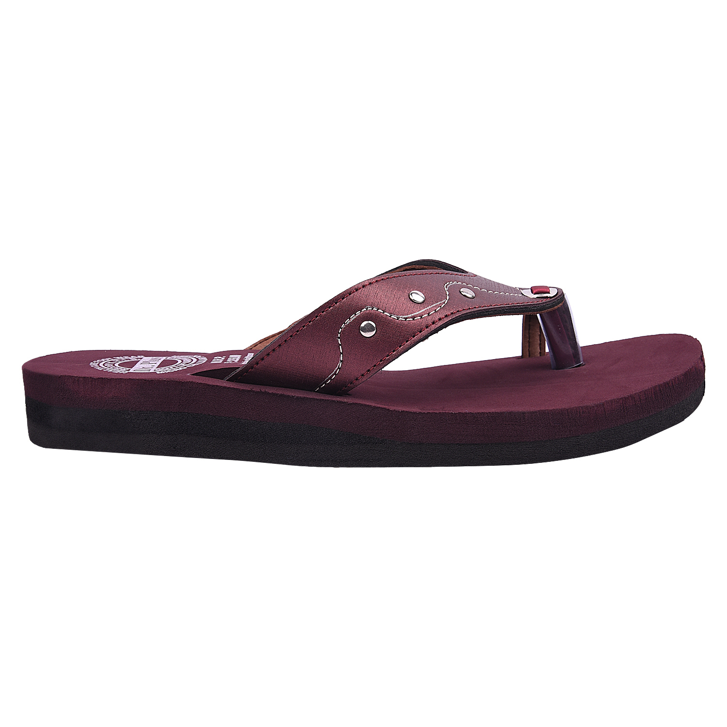 Mcp Slippers - Synthetic Leather Upper, Rubber Sole | Maroon Color, Flip Flop Style, Sizes 5-11 For Women